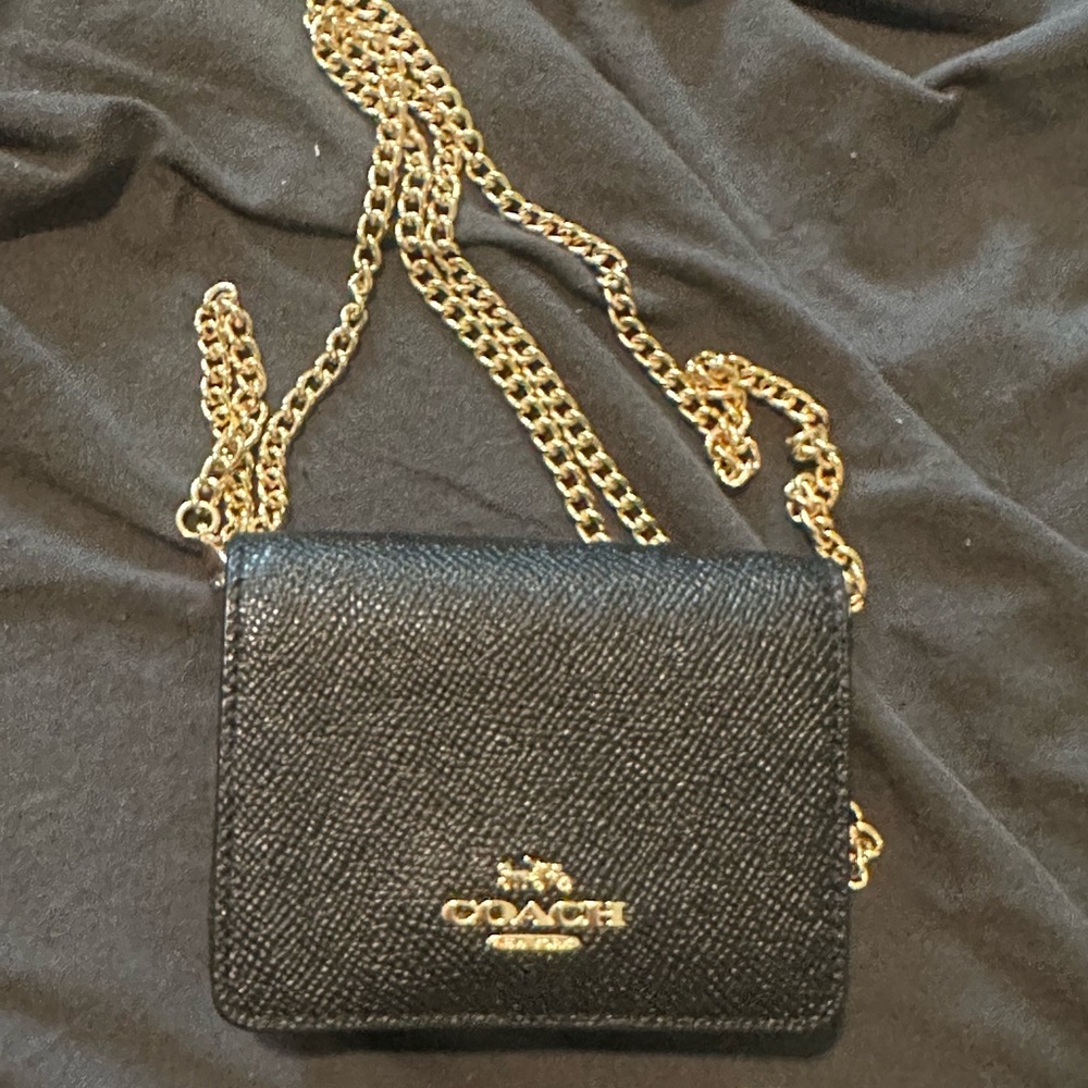 Black and Gold Coach Mini Wallet Crossbody Purse